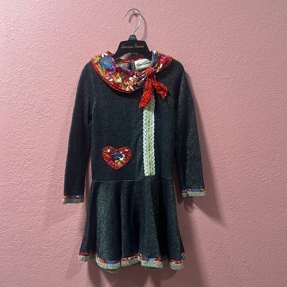 Rare Editions Navy Red French Terry Dress Set Fall - Picture 1 of 5